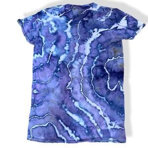 handmade tie dyed unisex tshirt purple blue geode S